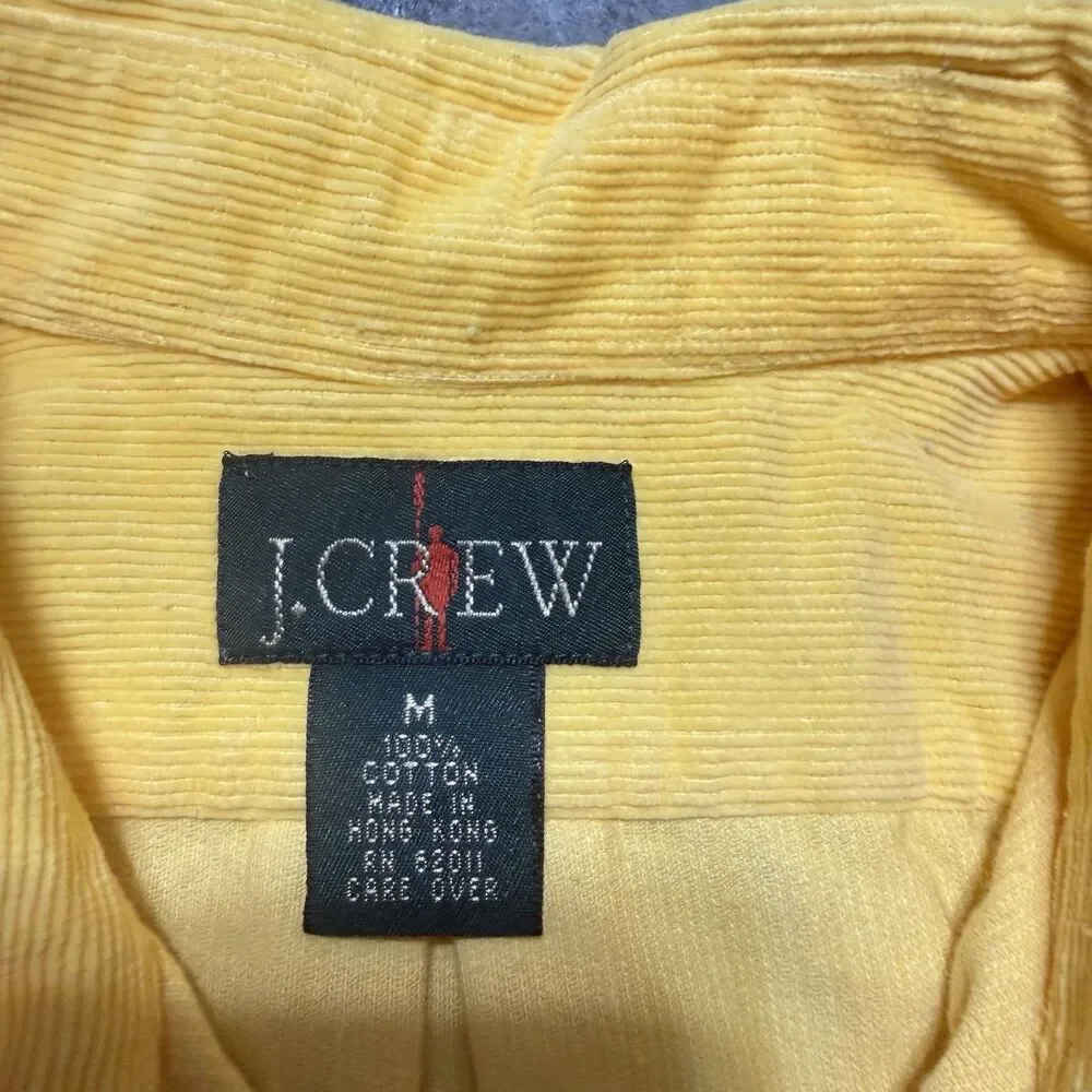 Vtg 90s JCrew Corduroy Shirt Mens M Yellow Button Down Oarsman Era Gorpcore